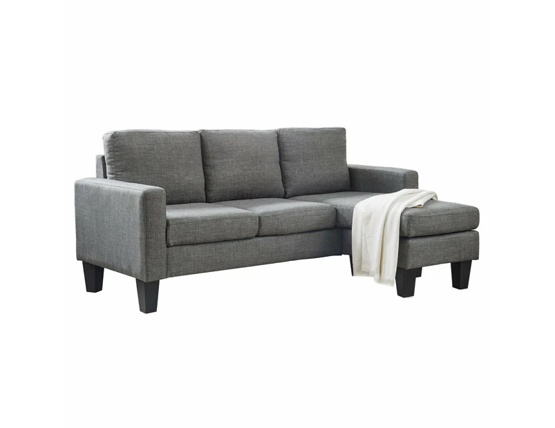 Foret 3 Seater Sofa Modular Corner Lounge Three Seat Couch Ottoman Fabric Set 2 Colours - Grey