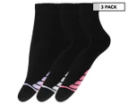 Underworks Women's Sport Quarter Crew Socks 3-Pack - Black/Multi