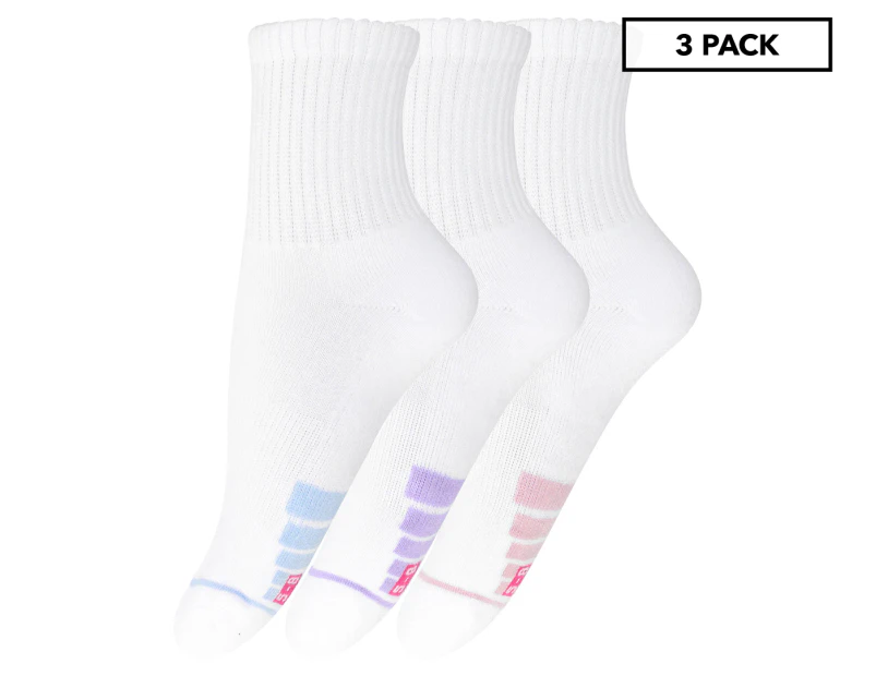 Underworks Women's Sport Mid Crew Socks 3-Pack - White/Multi