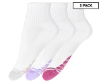 Underworks Women's Sport Quarter Crew Socks 3-Pack - White/Multi
