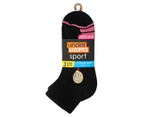 Underworks Women's Sport Quarter Crew Socks 3-Pack - Black/Multi
