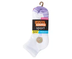 Underworks Women's Sport Quarter Crew Socks 3-Pack - White/Multi