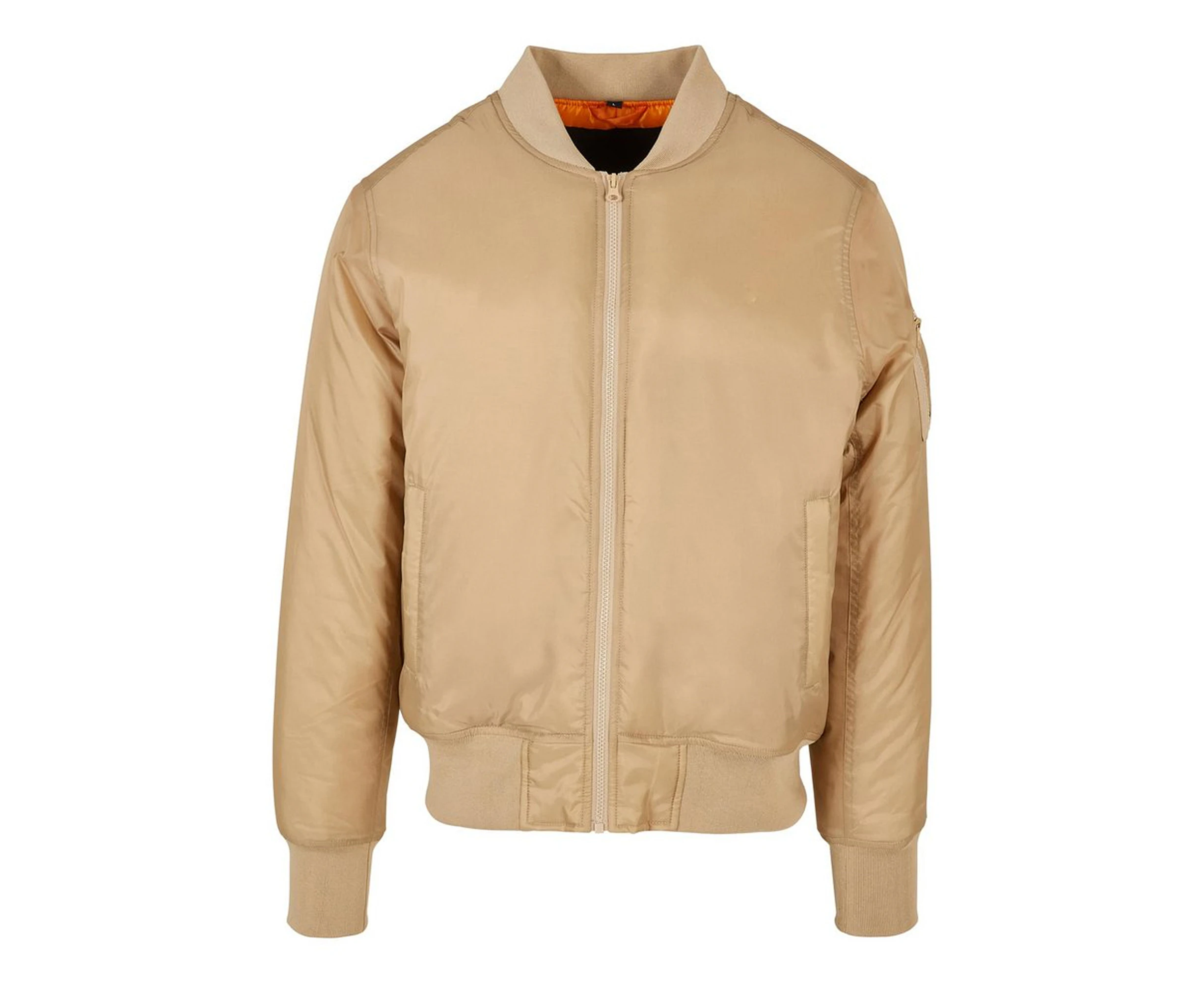 Build Your Brand Mens Contrast Bomber Jacket (Union Beige) - RW5670