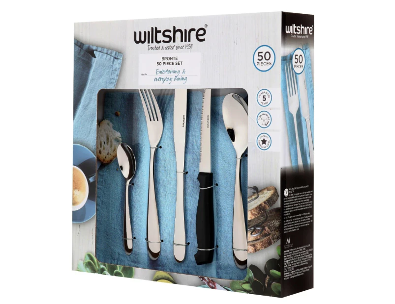 50pc Wiltshire Bronte Stainless Steel Cutlery Utensil Set w/ Steak Knives