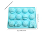 12 Emoticons Ice Mould Silicone Multi Style Baking Mold Cake Candy Cho—Blue Emojic 1pcs