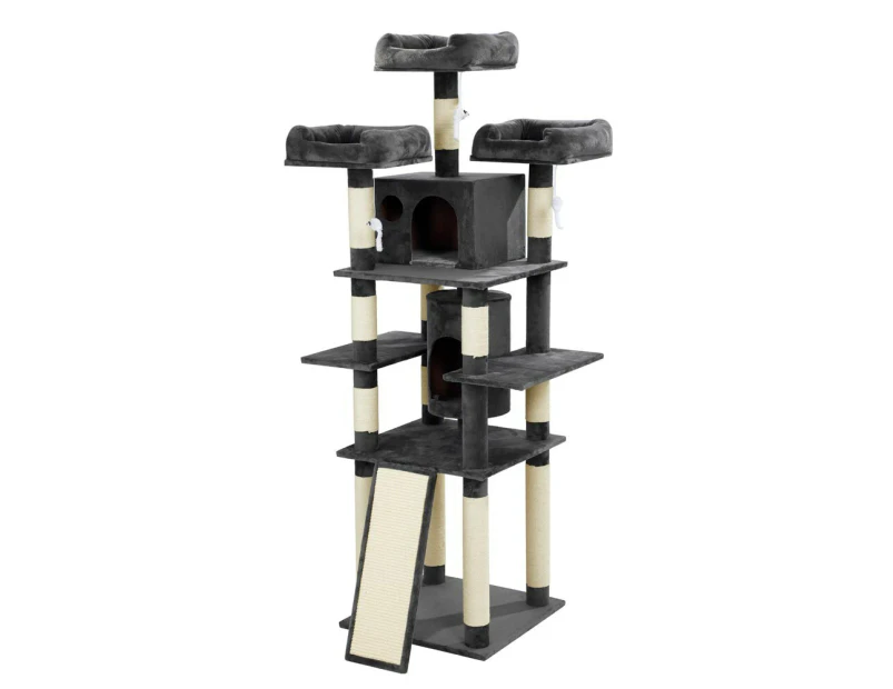 MULTI-LEVEL CAT TREE HOUSE w/ SCRATCHING POSTS 50x50x170cm Play Activity Centre Kitten Interactive Centre Climbing Stand with Plush Perch and Toys