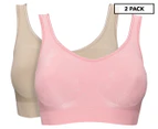 Playtex Women's Flex Fit Floral Wirefree Bra 2-Pack - Blushing Pink/Almond