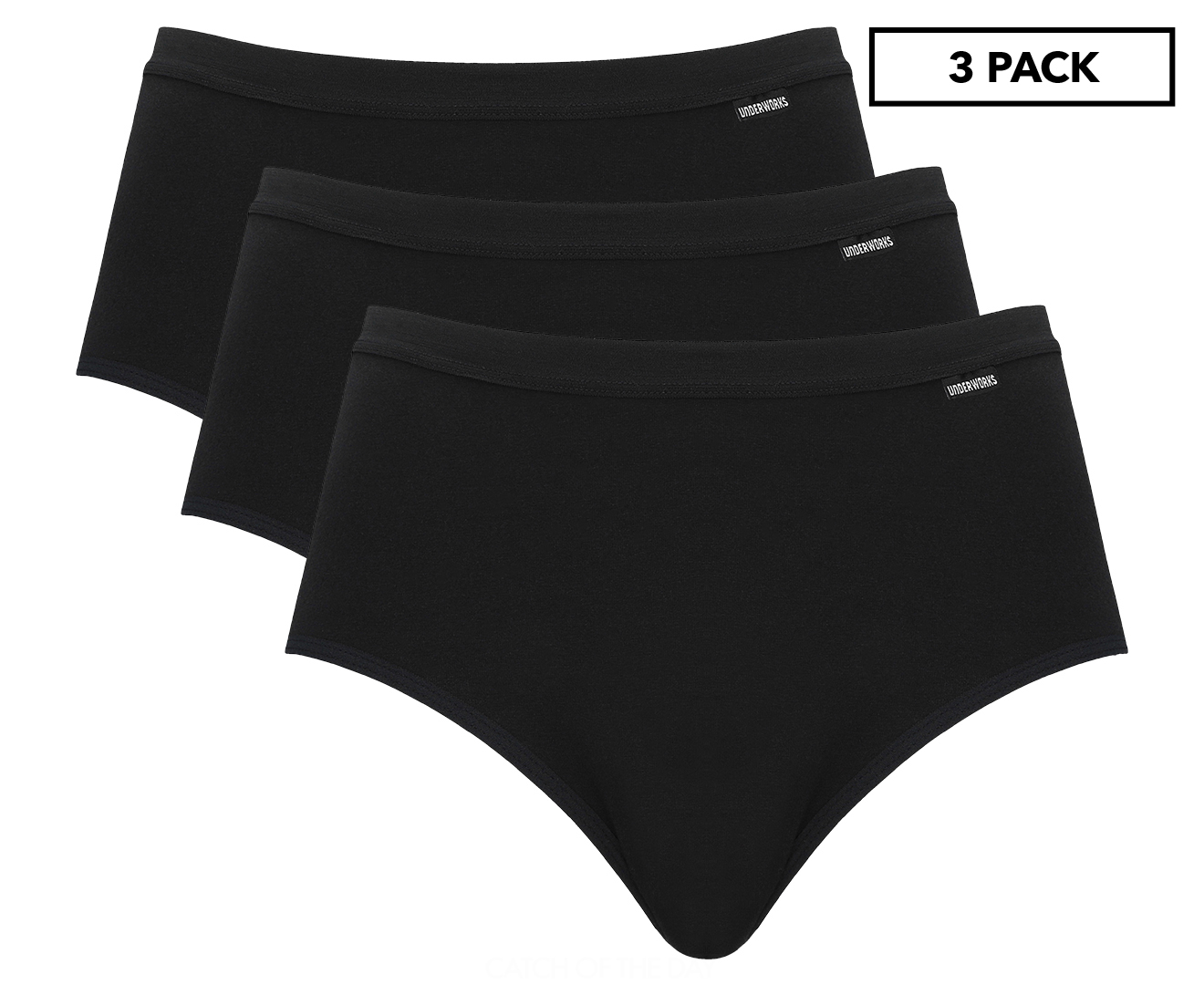 Underworks Women s Midi Briefs 3 Pack Black Catch .nz