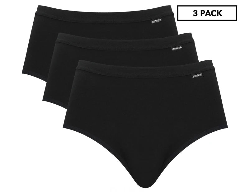 Underworks Women's Midi Briefs 3-Pack - Black