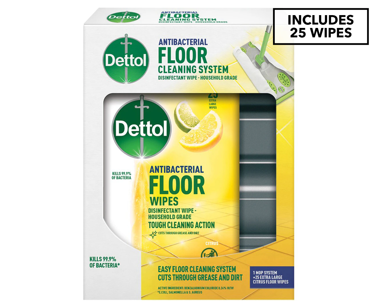 Dettol Antibacterial Floor Mop System & Wipes