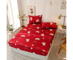 Cotton Breathable Deep Pocket, Solid 3-Piece Bed Sheets Set ,1 Fitted Sheet, 2 Pillowcases Bed Sheet Set-Flower Rhyme - Big Red