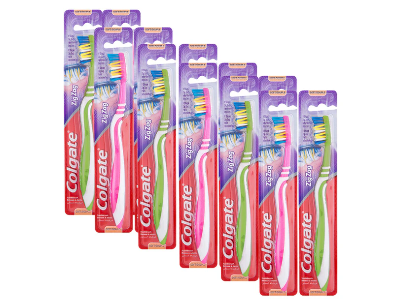 12PK Colgate Zig Zag Toothbrush Dental Oral Care Pack Soft Bristles Assorted
