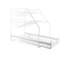 Home Kitchen Storage Organiser 3 Tier Shelves top/under cupboard rack Sliding Basket Stainless Steel/White