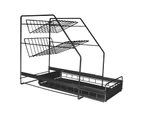 Home Kitchen Storage Organiser 3 Tier Shelves top/under cupboard rack Sliding Basket Stainless Steel/Black