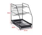 Home Kitchen Storage Organiser 3 Tier Shelves top/under cupboard rack Sliding Basket Stainless Steel/Black