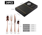 24 Piece Stainless Steel Cutlery Set Boxed Gift Tableware Steak Knife Fork Spoon Teaspoon Rose Gold