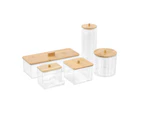 3x Boxsweden Bano 9.5x11cm Clear Accessories Container Organiser w/ Bamboo Lid