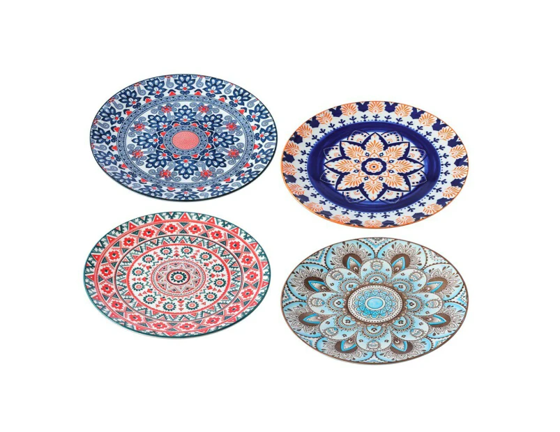 4x Lemon & Lime Moroccan Deco 26.5cm Round Ceramic Dinner Plate Food Dish Asstd