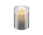 Goobay Battery-Operated 7.5x10cm LED Wax Candle in Glass Home/Room Decor Grey