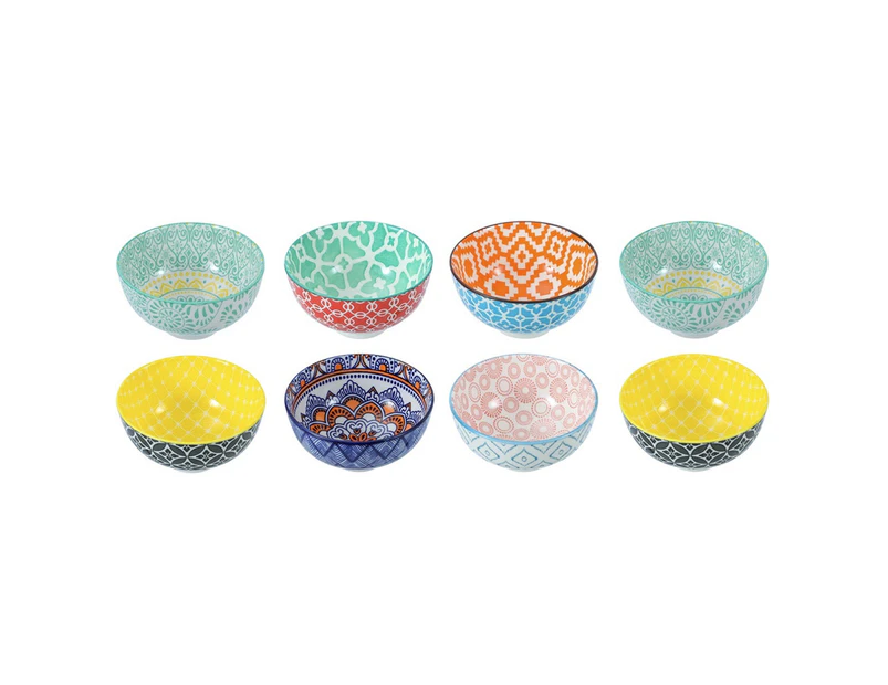 8 x Lemon & Lime Moroccan Deco 11.5cm Ceramic Rice Soup Serving Bowl Round Asstd