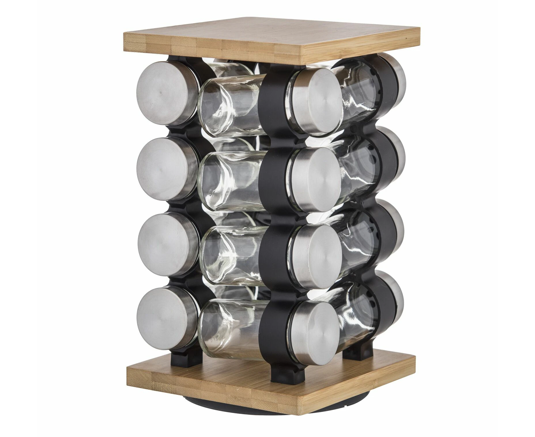 Davis & Waddell Spice Rack with 16 Jars Rotating Seasoning Rack Organiser for Kitchen