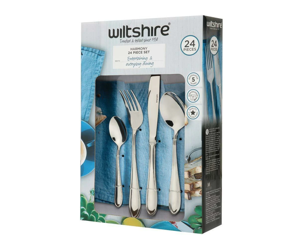 24pc Wiltshire Harmony Essential Everyday Stainless Steel Cutlery Utensil Set