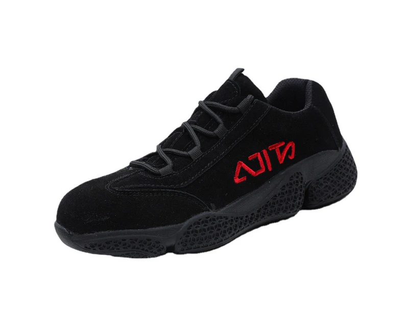 Rubber Bottom Suede Leather Anti -Spark -Resistant Lightweight Collision Construction Site Shoe Welding Safety Shoes black