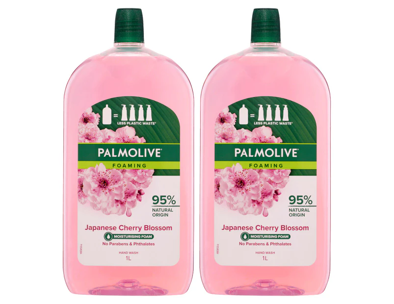 2 x Palmolive Foaming Hand Wash Refill Japanese Cherry Blossom 1L