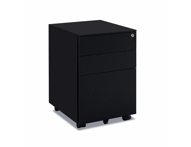 MARLO 3 Drawer Mobile Pedestal Cabinet - Black
