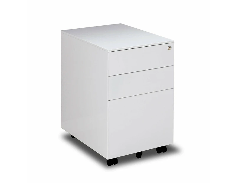 MARLO 3 Drawer Mobile Pedestal Cabinet - White