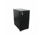 MARLO 3 Drawer Slim Mobile Pedestal Cabinet - Black