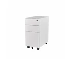 MARLO 3 Drawer Slim Mobile Pedestal Cabinet - White
