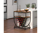 Giantex Industrial Wine Rack Table Kitchen Serving Bar Cart w/ 2-Tier Shelves & Glass Holder Drink Trolley