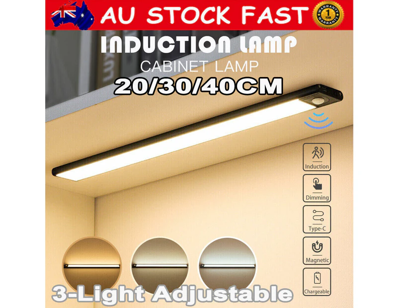 LED Dimmable Motion Sensor Closet Light Rechargeable Magnetic Stair Cabinet light Lamp 20cm Black