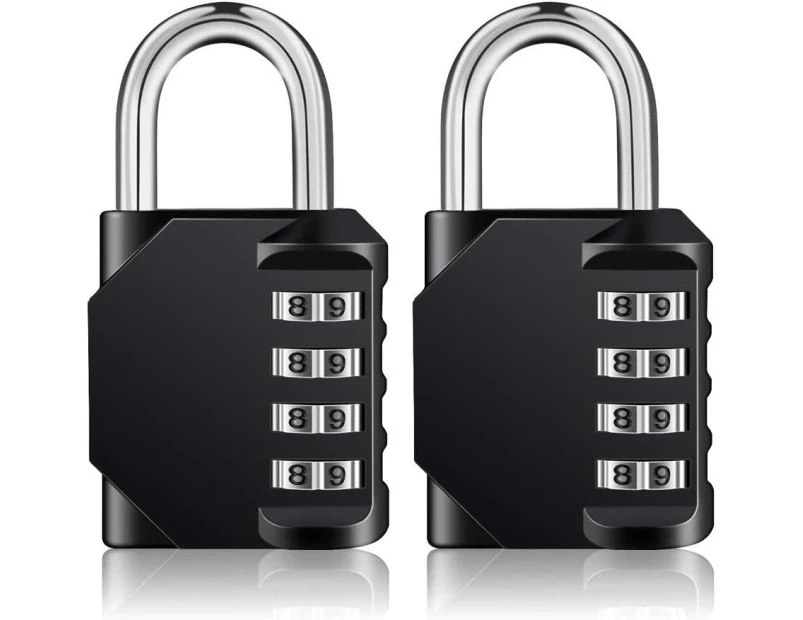 2 Pack Combination Lock 4 Digit Outdoor Waterproof Padlock For School Gym Locker, Sports Locker, Fence, Toolbox, Gate, Case,(Black)