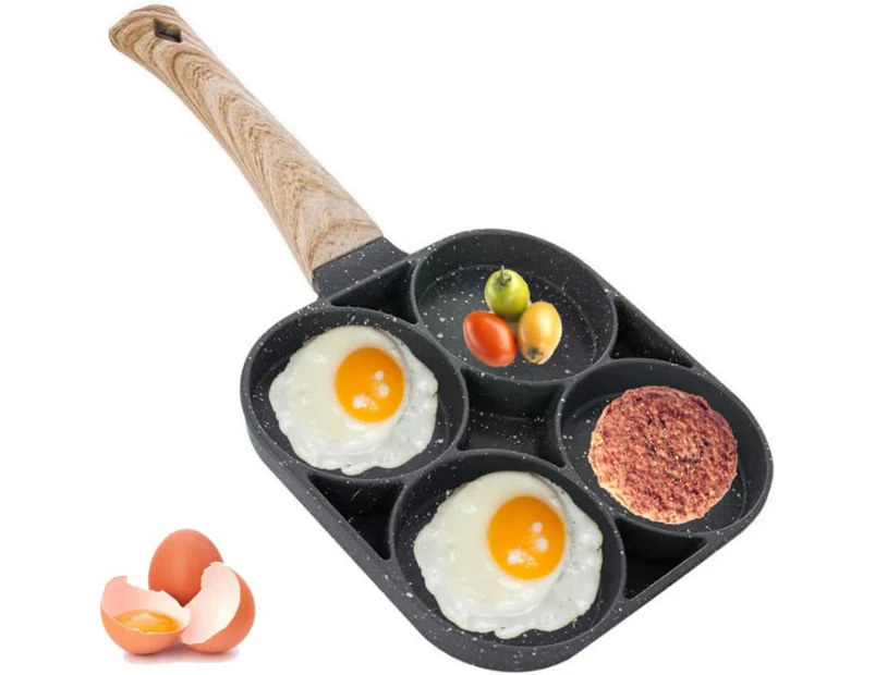 Fried Egg Pan, Egg Frying Pan Nonstick 4 Cups Pancake Pan Aluminium Alloy Cooker For Breakfast, Gas Stove & Induction Compatible Black