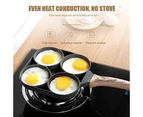 Fried Egg Pan, Egg Frying Pan Nonstick 4 Cups Pancake Pan Aluminium Alloy Cooker For Breakfast, Gas Stove & Induction Compatible Black