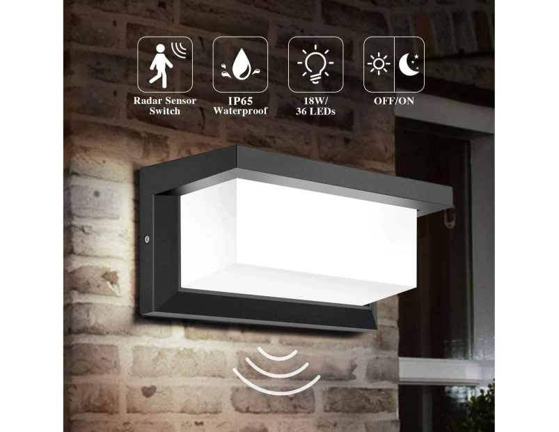 Motion Sensor Outdoor Lights, Led Integrated Porch Lights,18W Modern Exterior Light Fixture