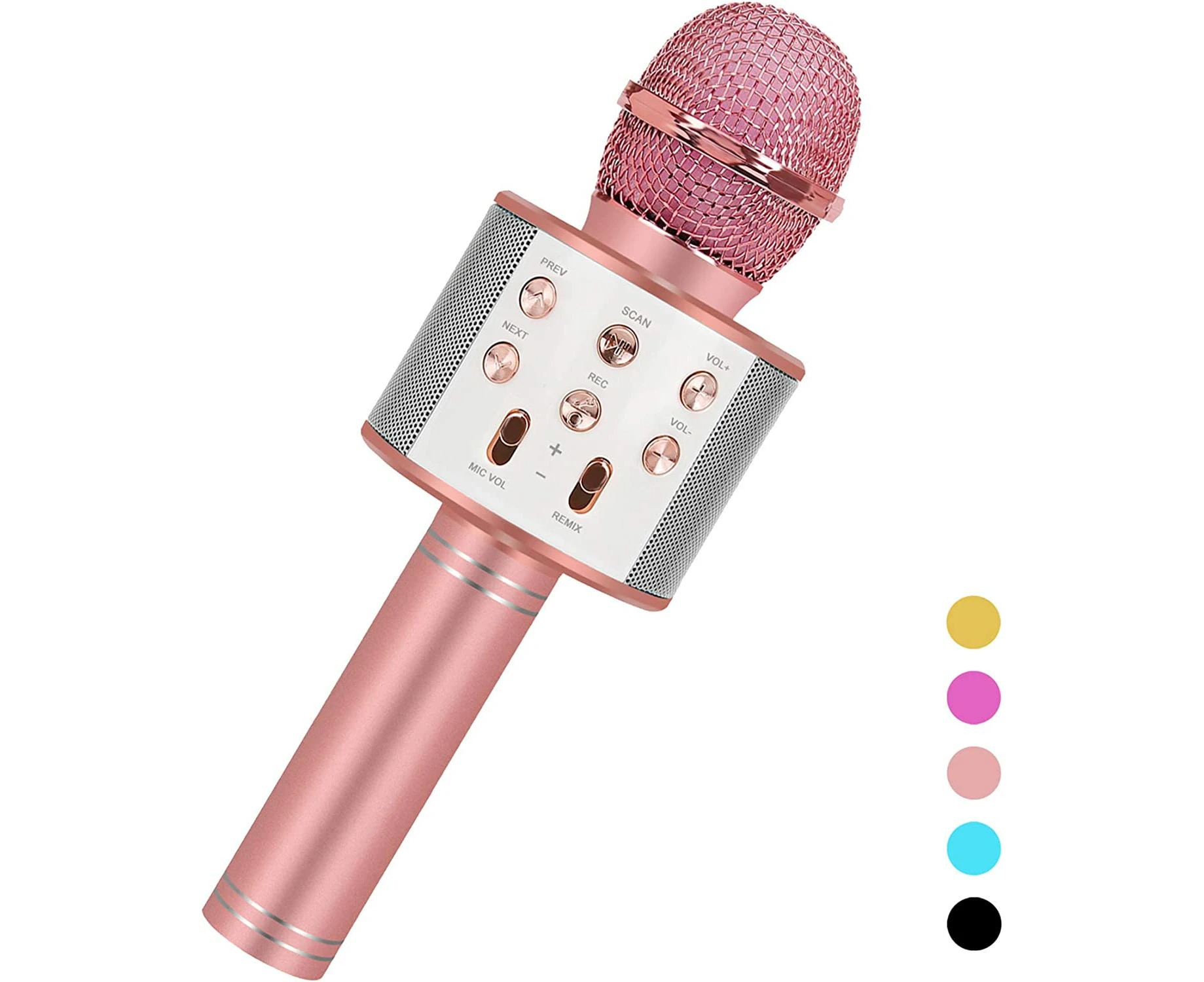 Kids Karaoke Microphone, Wireless Bluetooth Microphone With Led Light, Portable Handheld Microphone, Great Gift Toy For Girls Boys Adults (Rose Gold)