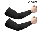 2 Pairs Arm Sleeve For Men Women Cooling Compression Tattoo Cover Up Sleeves Uv Sun Protection For Cycling Fishing Golf-Black