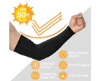 2 Pairs Arm Sleeve For Men Women Cooling Compression Tattoo Cover Up Sleeves Uv Sun Protection For Cycling Fishing Golf-Black