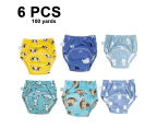 6 Pcs Size 100 Potty Training Briefs, Soft Cotton Absorbent Training Trousers For Boys And Girls