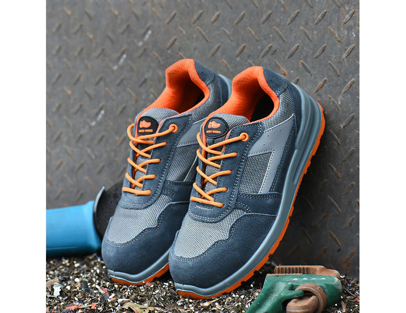 Wear-Resistant Smash-Resistant Steel Toe Stab-Resistant Protective Shoes Work Boots Safety Shoes Grey