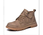 Breathable Impact Proof And Stab Proof Safety Shoes Rubber Soled Work Shoes High Top Shoes Brown