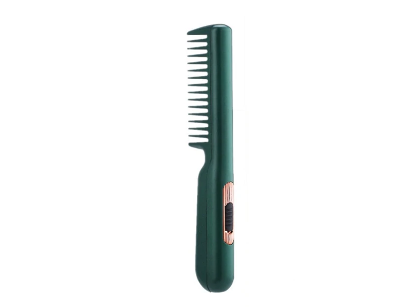 Electric Hair Straightener Brush Comb Mini Hair Curler Fast Heating Men Beard Straightening Iron Hot Combs Wet Dry Styling Tools - Green