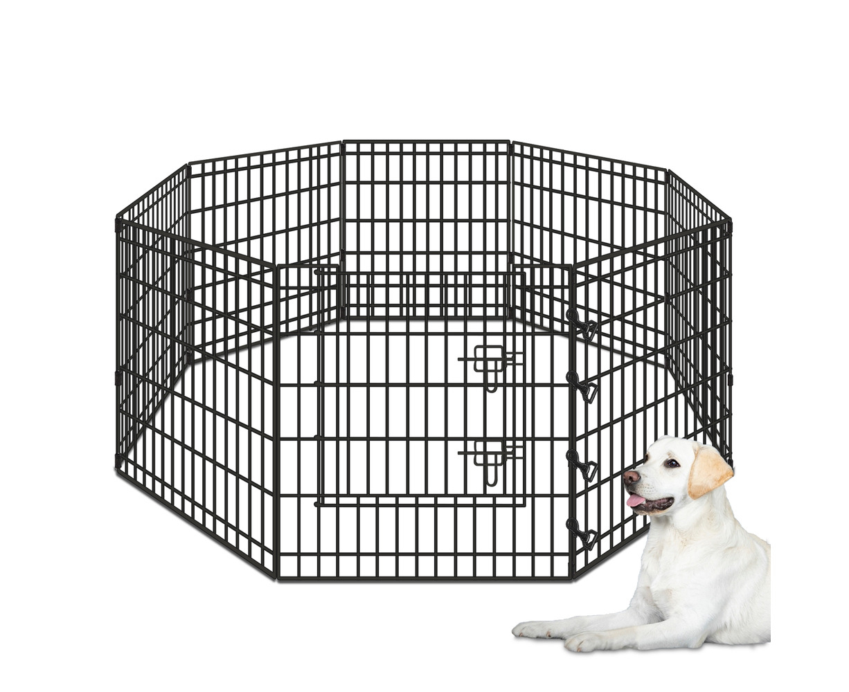 BEASTIE Pet Playpen 30 inch Large 8 Panel Fence Enclosure Dog Metal Exercise Pen Catch