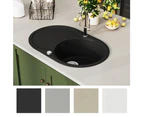 vidaXL Granite Kitchen Sink Single Basin Oval Black