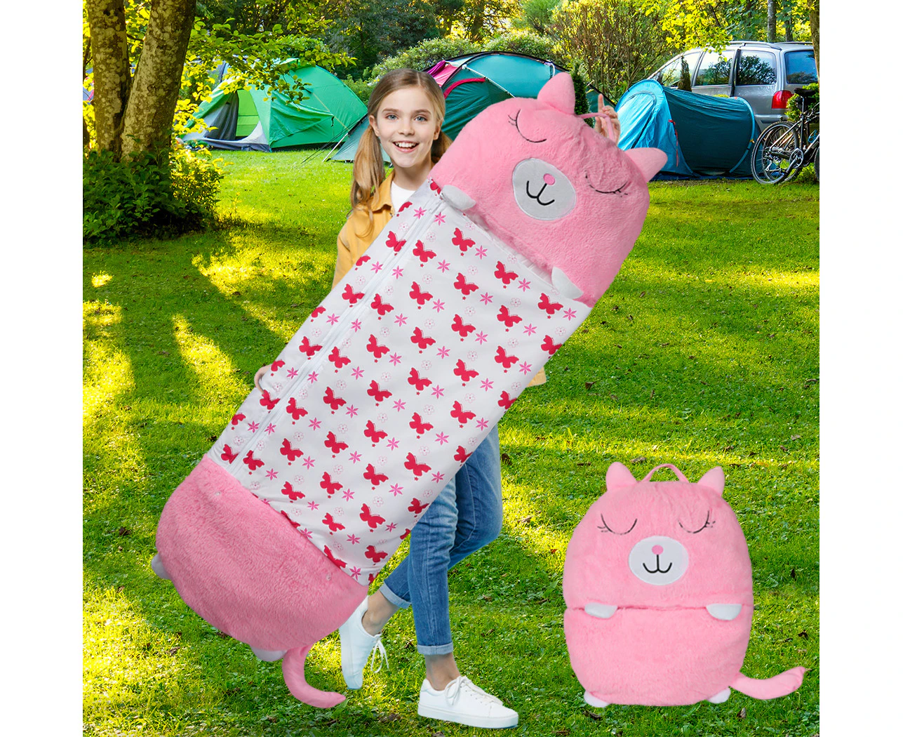 Mountview Sleeping Bag Child Pillow Stuffed Toy Kids Bags Gift Toy Cat 135cm S