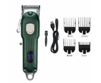 10W High Power Professional Hair Clippers Wireless Haircut Machine with Lcd Display Barber Clippers for Hair Cutting USB Charge - Green