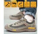 Men'S Safety Shoes Work Safety Boots Steel Toe Work Shoes Women Puncture-Proof Work Boots Indestructible Shoes Non-Slip Boots Khaki